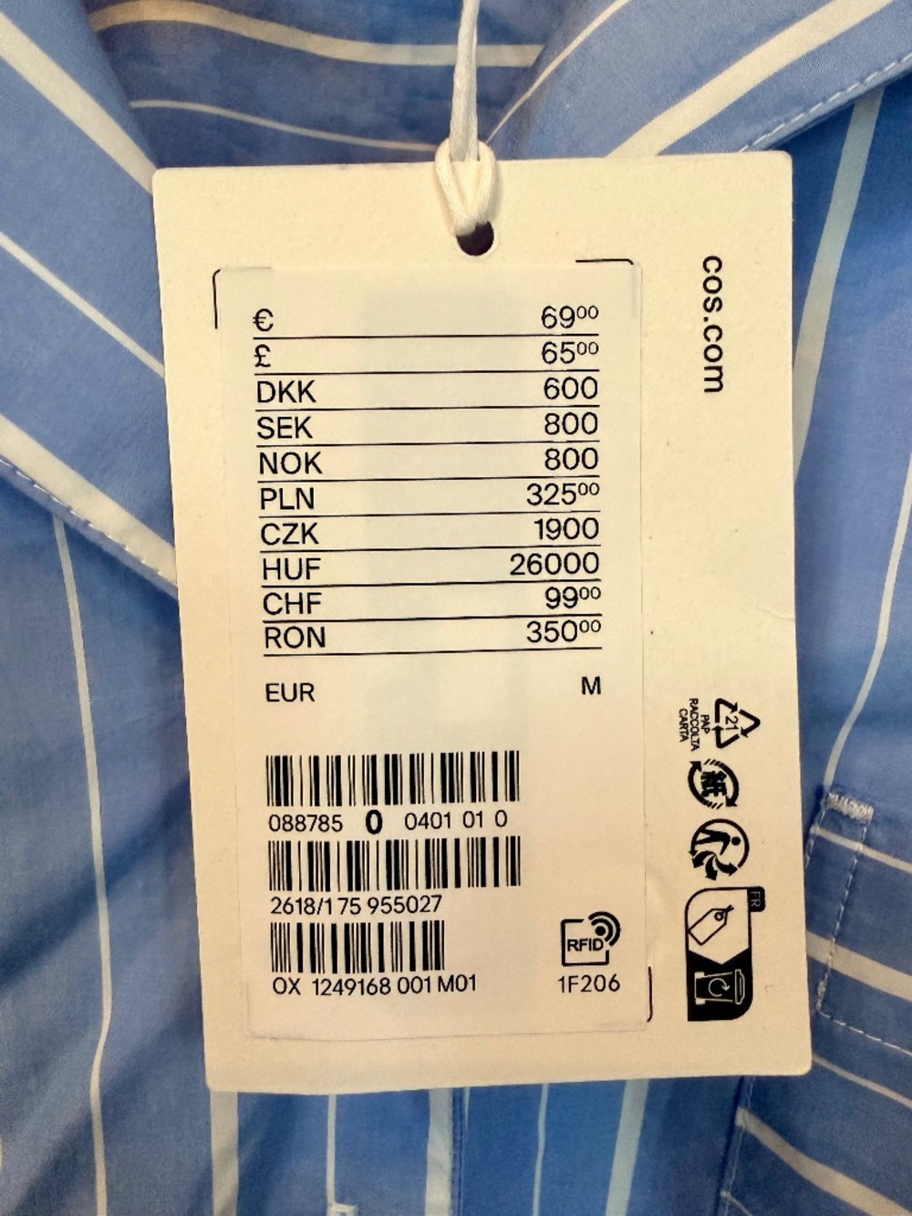 New w/Tags Blue-and-White Striped Cotton Poplin Pajama-Style Shirt by COZ Sz M - Picture 7 of 8